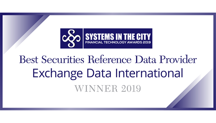 Awards Banner for best securities reference data provider