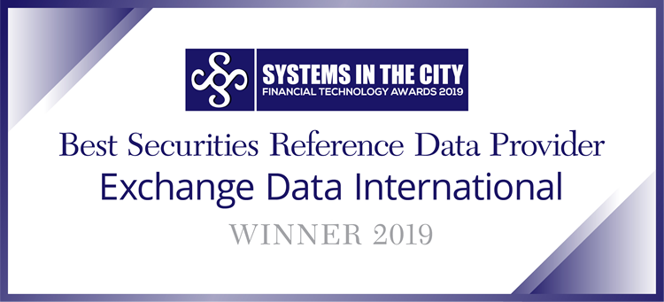 FINANCIAL TECHNOLOGY AWARDS 2019 EDI Best Securities Reference Data Provider - Exchange-data International
