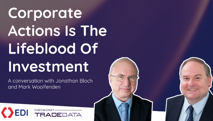 banner for a conversation between J. Bloch and M. Woolfenden on Corporate actions