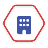 corporate actions icon blue and red