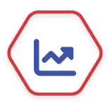 economic data icon red and blue