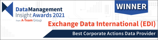 Data Management Insight Awards - 2021 - EDI won Corporate Actions Data Provider