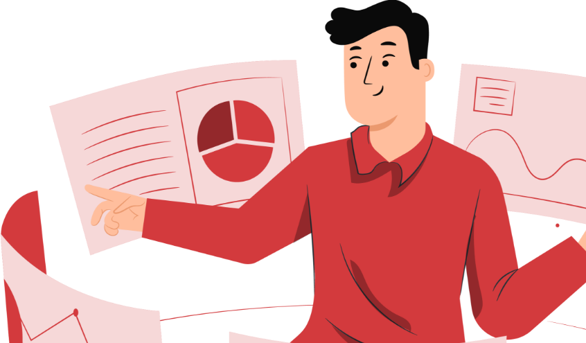 image of man with charts red